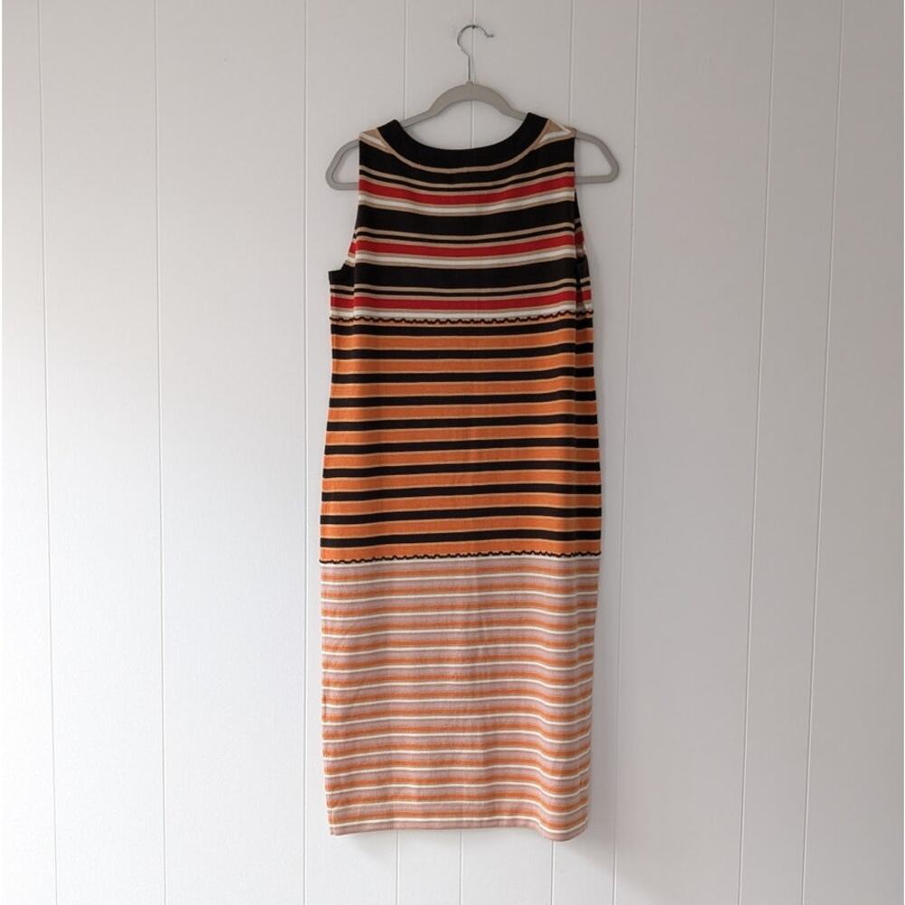 Marni x Uniqlo Brown Merino Wool Blend Striped Orange Knit Midi Dress, size M - Picture 3 of 8